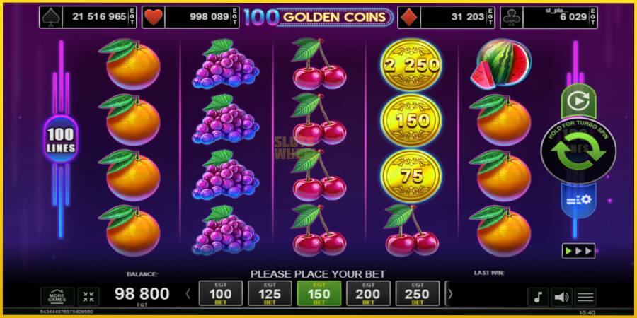 Картинка 2 ігрового апарату 100 Golden Coins