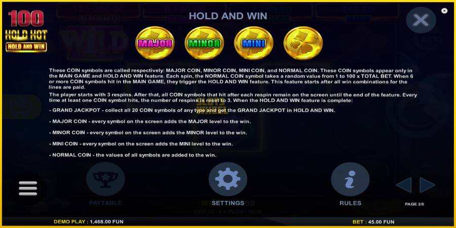 Картинка 6 ігрового апарату 100 Hold Hot Hold and Win