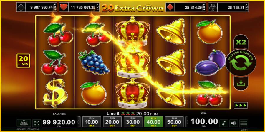 Картинка 2 ігрового апарату 20 Extra Crown