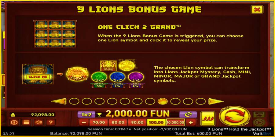 Картинка 3 ігрового апарату 9 Lions: Hold The Jackpot