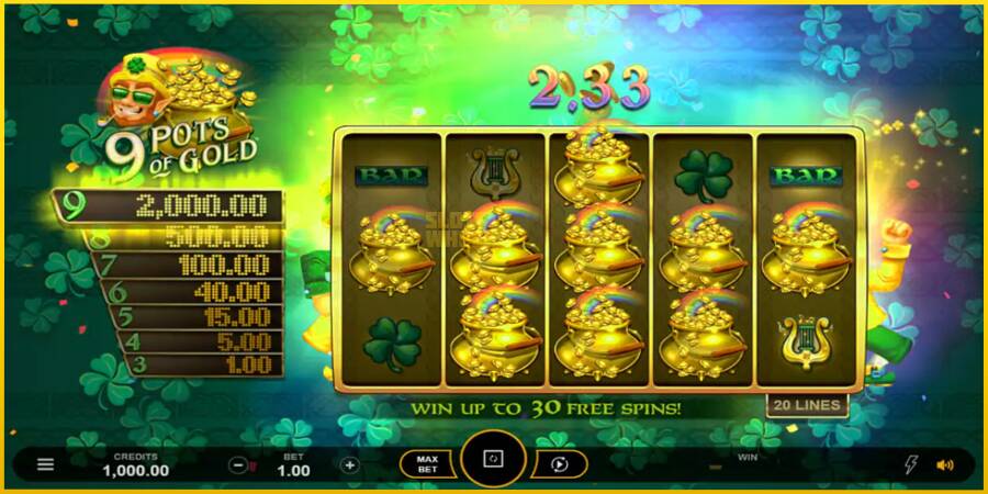 Картинка 5 ігрового апарату 9 Pots of Gold Land & Win