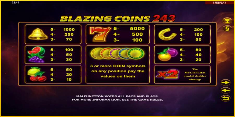 Картинка 4 ігрового апарату Blazing Coins 243