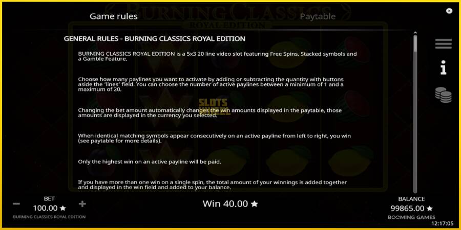 Картинка 6 ігрового апарату Burning Classics Royal Edition