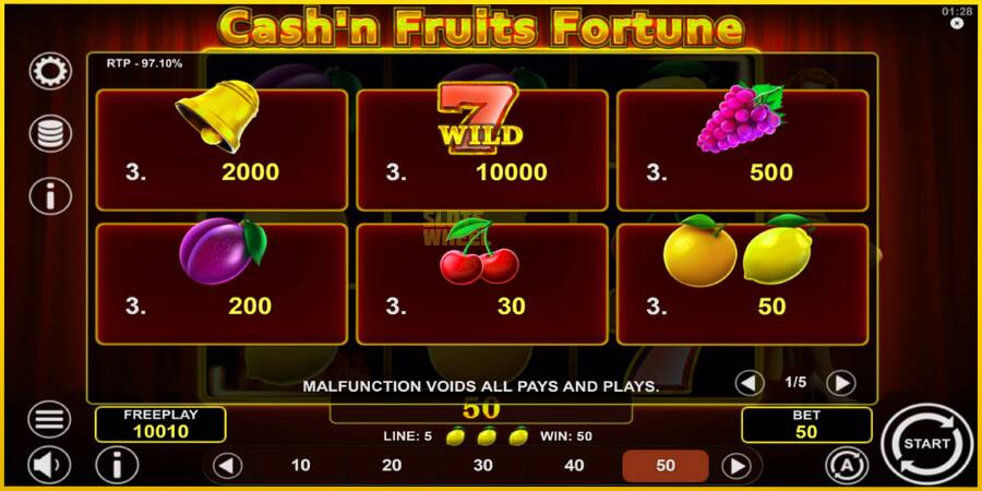 Картинка 5 ігрового апарату Cashn Fruits Fortune