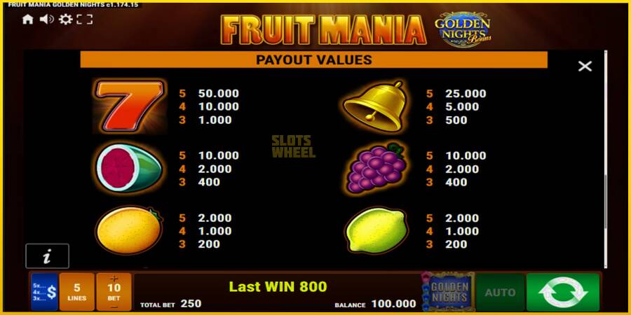 Картинка 7 ігрового апарату Fruit Mania Golden Nights