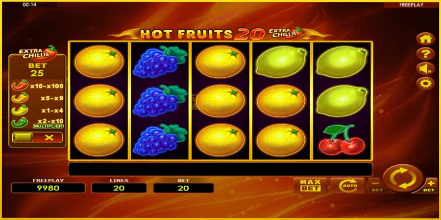 Картинка 2 ігрового апарату Hot Fruits 20 Extra Chillis