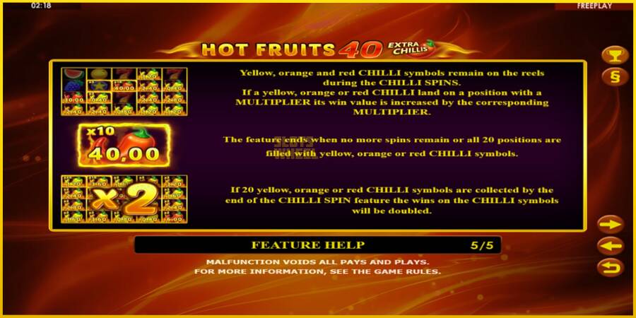 Картинка 6 ігрового апарату Hot Fruits 40 Extra Chillis