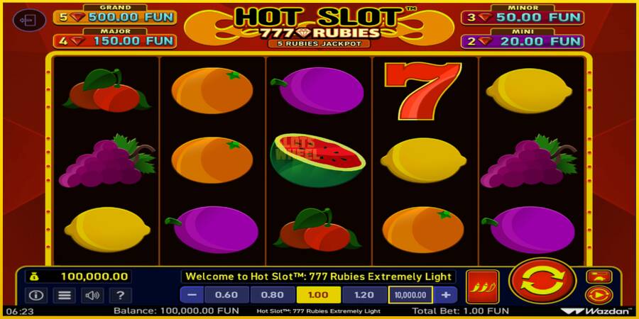 Картинка 2 ігрового апарату Hot Slot 777 Rubies Extremely Light