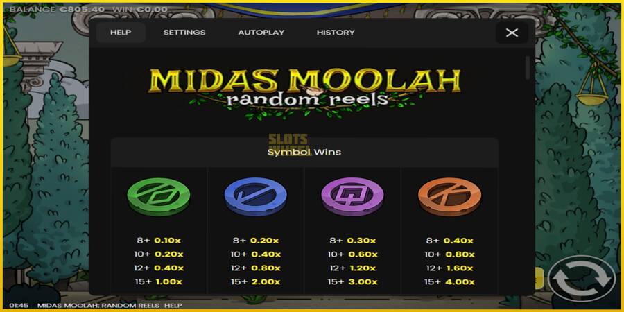 Картинка 6 ігрового апарату Midas Moolah Random Reels