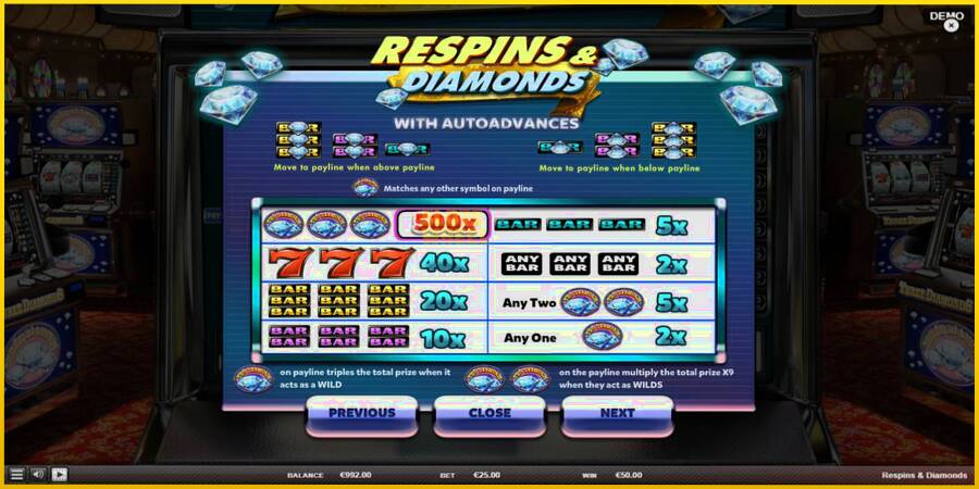 Картинка 5 ігрового апарату Respins Diamonds