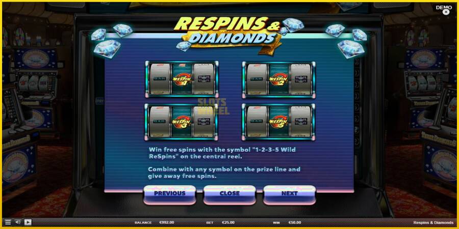 Картинка 6 ігрового апарату Respins Diamonds