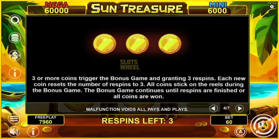 Картинка 7 ігрового апарату Sun Treasure Hold & Win