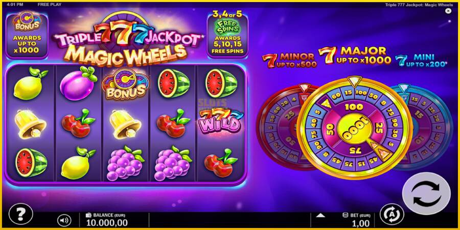 Картинка 2 ігрового апарату Triple 777 Jackpot Magic Wheels