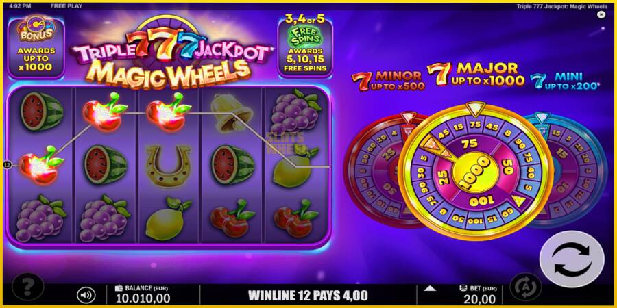 Картинка 4 ігрового апарату Triple 777 Jackpot Magic Wheels