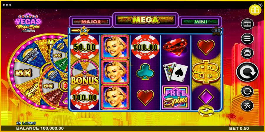 Картинка 1 ігрового апарату Triple Vegas Mega Spin