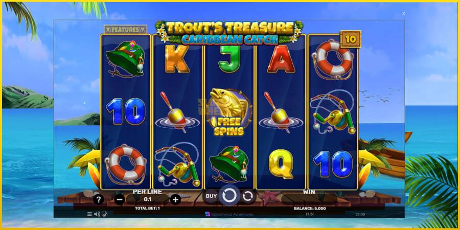 Картинка 2 ігрового апарату Trouts Treasure Caribbean Catch