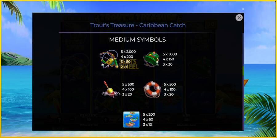 Картинка 6 ігрового апарату Trouts Treasure Caribbean Catch